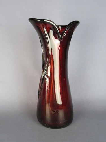 Vaso vetro rosso petali - , fiore